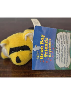 NEW Mini Bean Bag Friends Robert RACCOON Plush Keychain - November 5 birthday